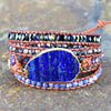 Natural Lapis Lazuli Stone Leather Charm Bracelet