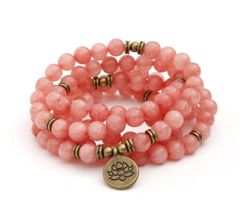 Jade Watermelon 108 Mala Stone Bracelet