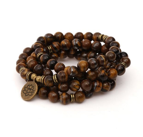 Tiger Eye Mala Stone 108 Bead Bracelet