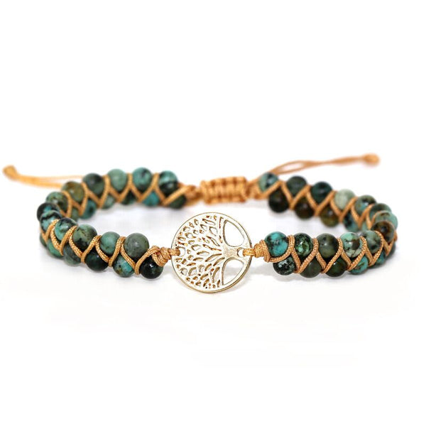 Natural Handmade Tree of Life African Japser Braided Charm