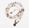 Pink Agate 108 Mala Stone Lotus Charm Yoga Jewelry