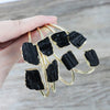 Natural Black Tourmaline Gold Plated Stretch Bracelet