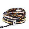 Tiger Eye Beaded Leather Wrap Bracelet