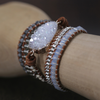 Natural Crystal Clear Quartz Druzy Bracelet Vintage Leather Wrap Bracelet