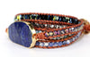 Natural Lapis Lazuli Stone Leather Charm Bracelet