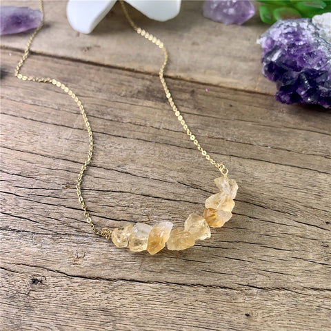 Handmade Citrine Raw Gemstone | November Birthstone Necklace