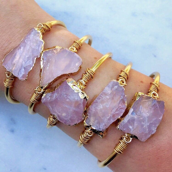 Rose Quartz Gold Plated Wrap Bracelet